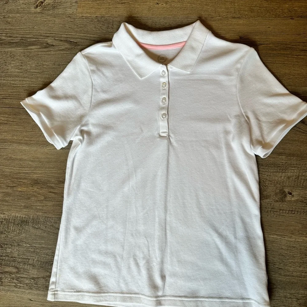Justice. FOUR (4)White Polo Shirts.